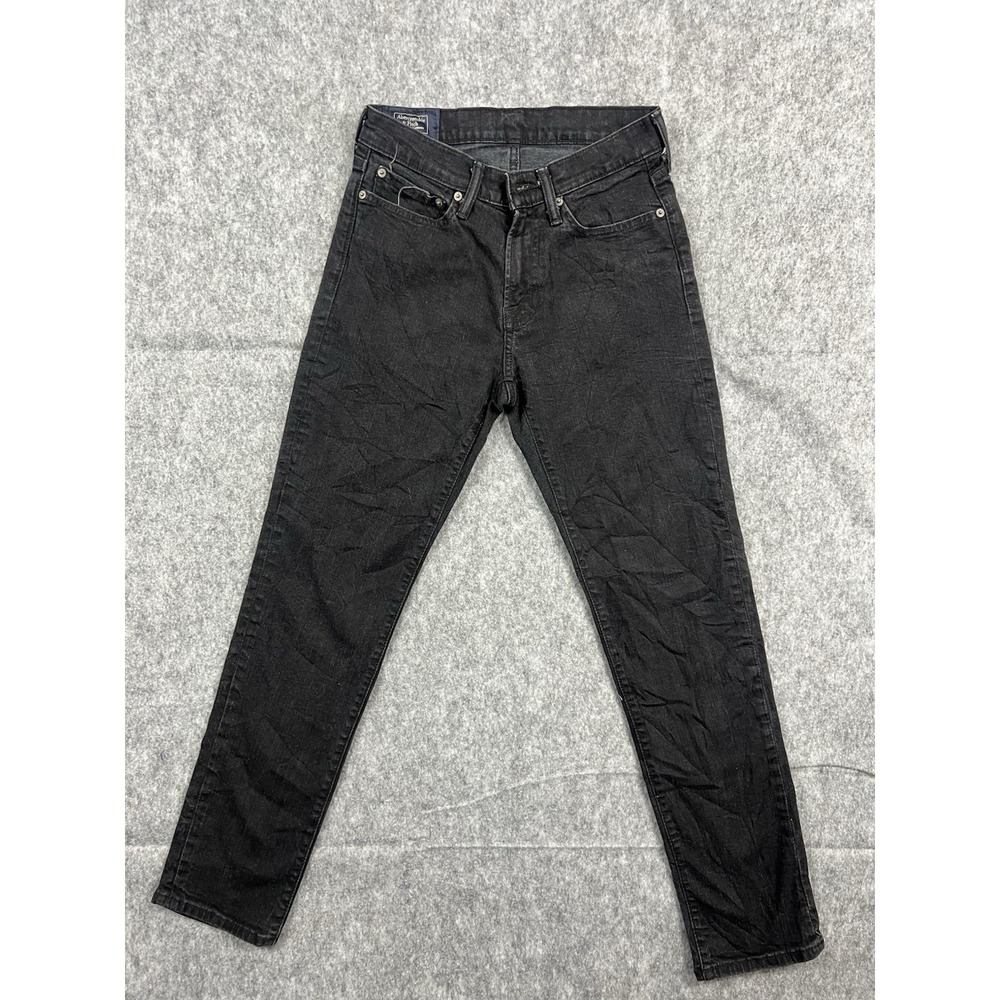Abercrombie & Fitch Mens Black Rustin Athletic Skinny Denim Casual Size 28x30